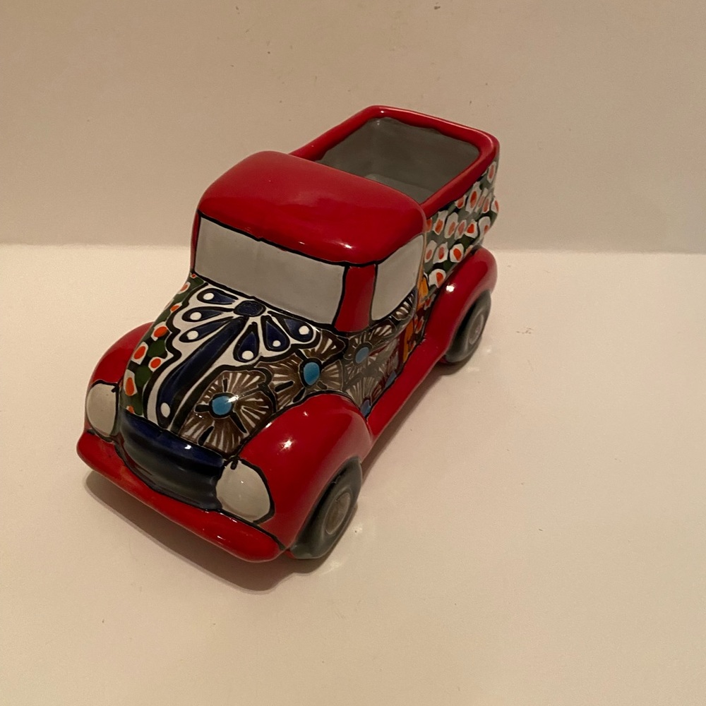 Talavera Truck Planter Pot Hand Painted Home Decor Mexican Pottery Multicolor 9” - Picture 2 of 6